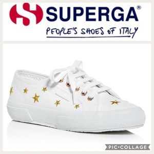 ⭐️Superga Embroidered Star Sneaker {Wht/Gld} 36-6